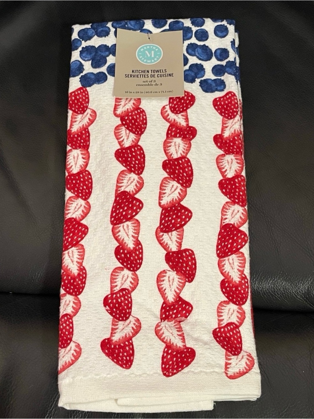 Patriotic Martha Stewart Strawberries Kitchen Towels Set of 3
